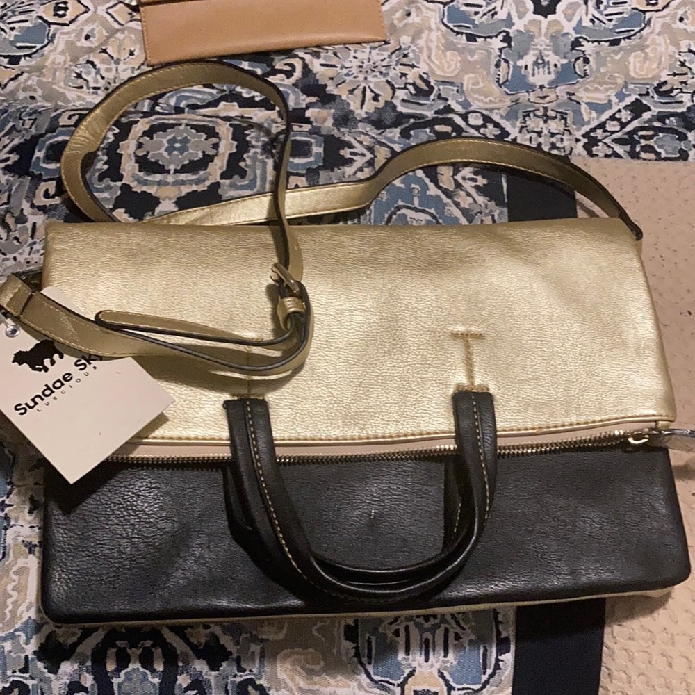 Sundae Sky Gold and Black purse brand New